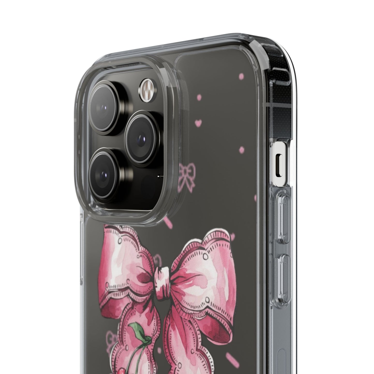 Pink Cherry Bow Clear Phone Case – Cute Kawaii iPhone Cover