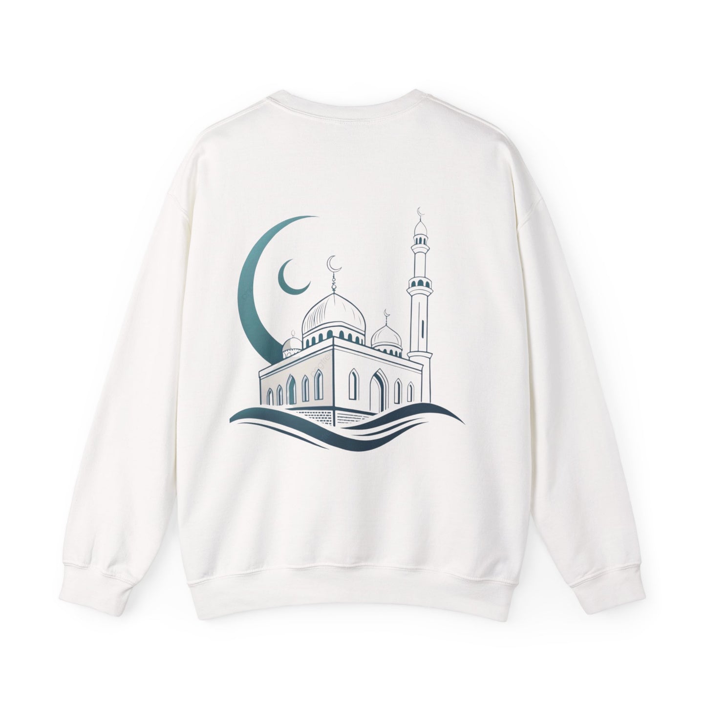 Crewneck Sweatshirt – Arabic "إن الله مع الصابرين" & Mosque Crescent Design