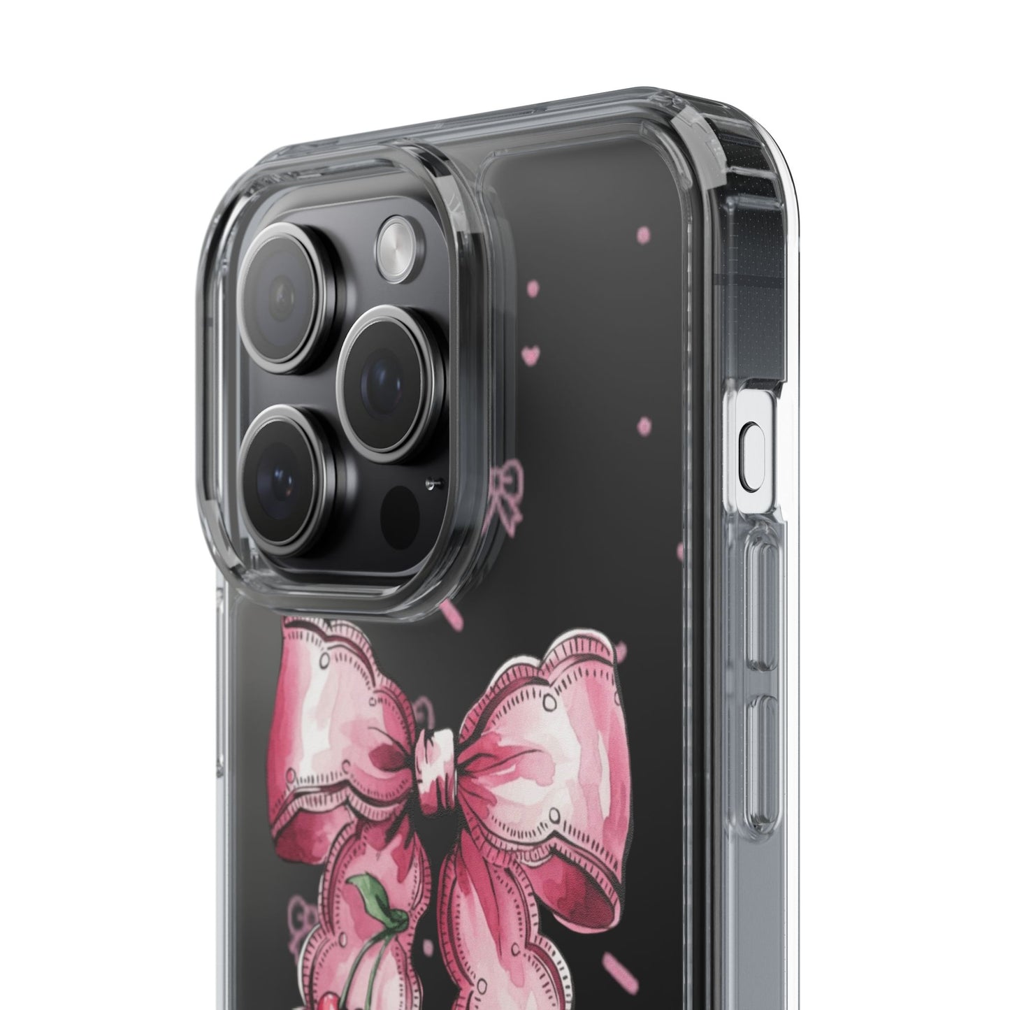 Pink Cherry Bow Clear Phone Case – Cute Kawaii iPhone Cover