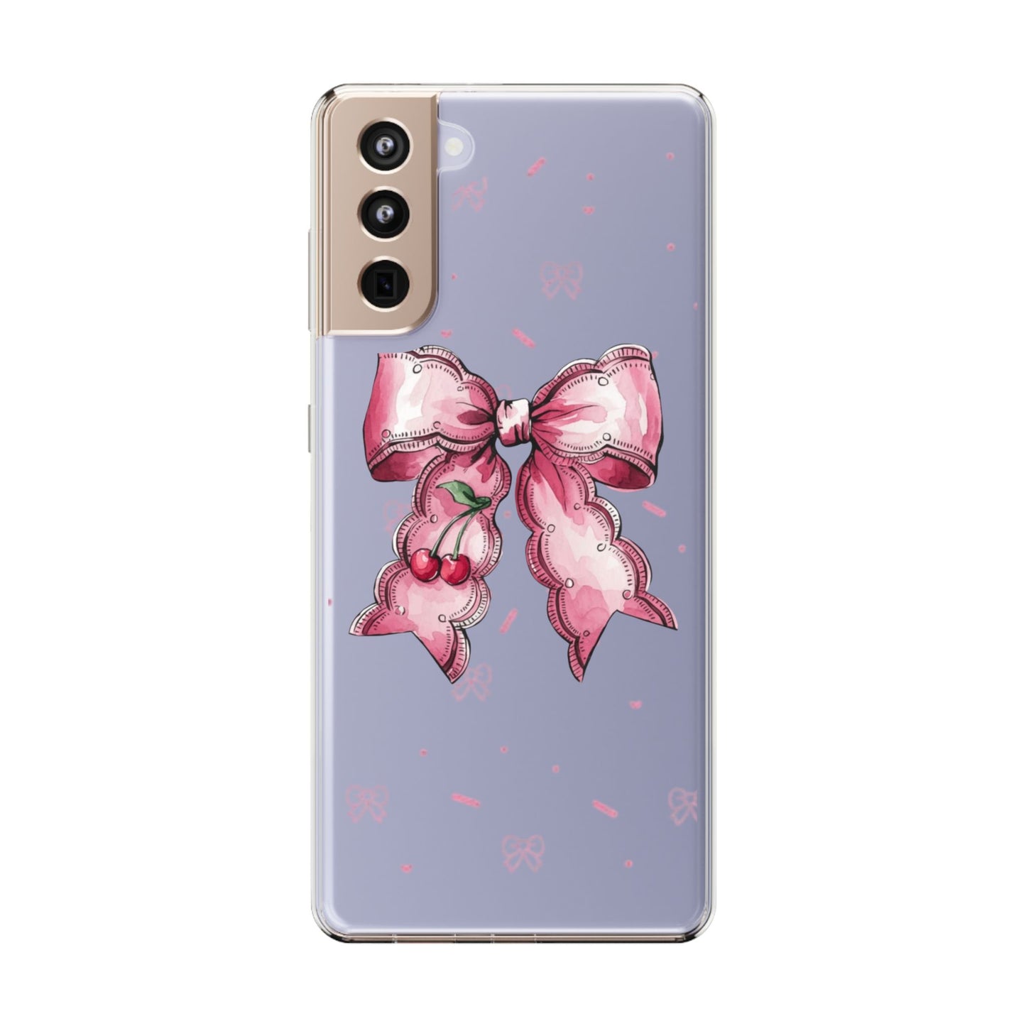 Pink Cherry Bow Clear Phone Case – Cute Kawaii iPhone Cover