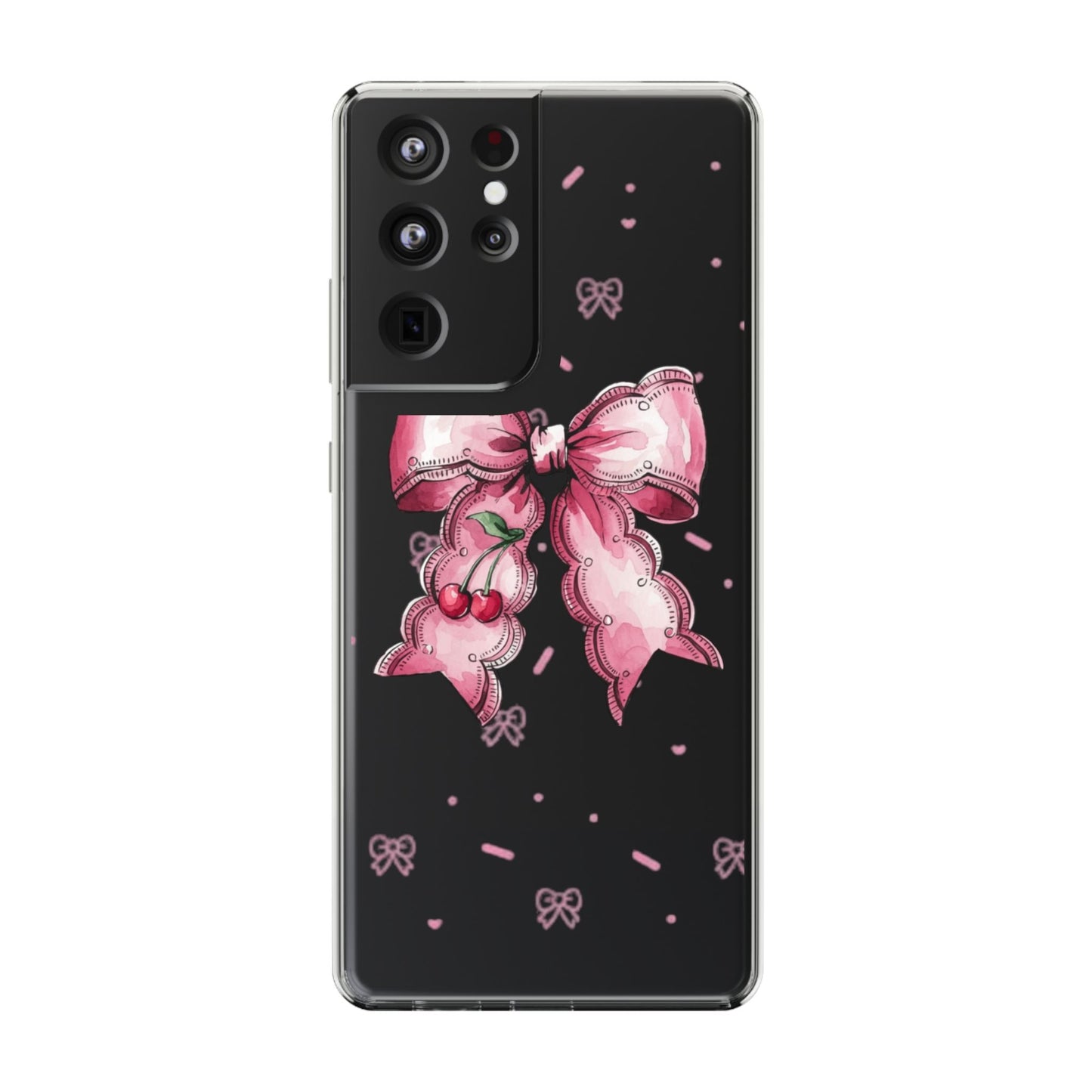 Pink Cherry Bow Clear Phone Case – Cute Kawaii iPhone Cover