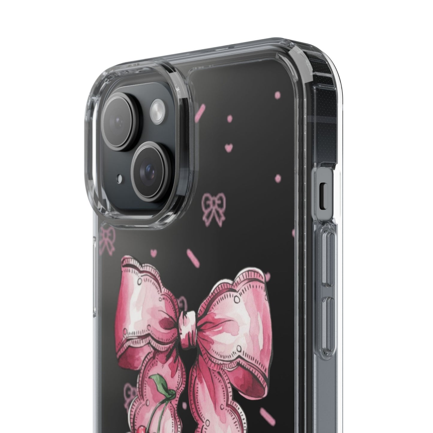 Pink Cherry Bow Clear Phone Case – Cute Kawaii iPhone Cover
