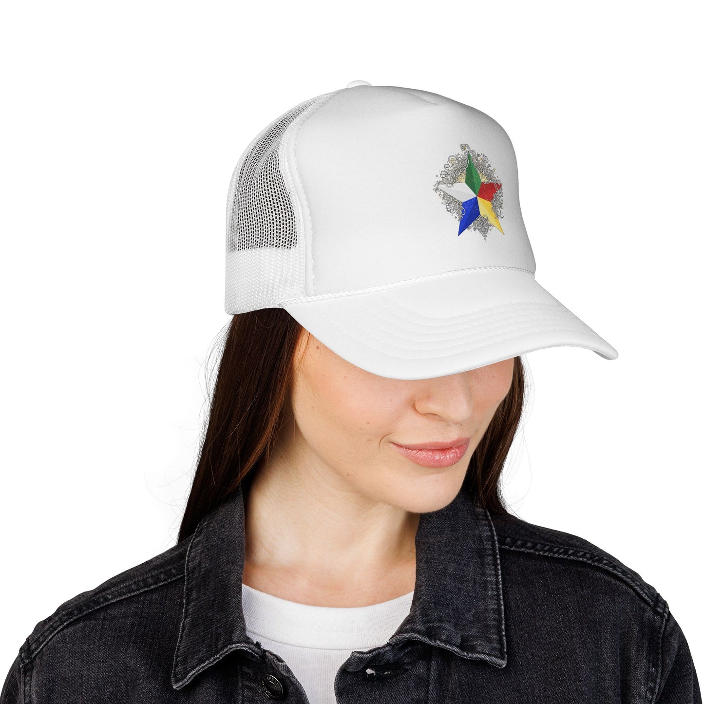 Star Compass Trucker Cap — Colorful Geometric Star Hat