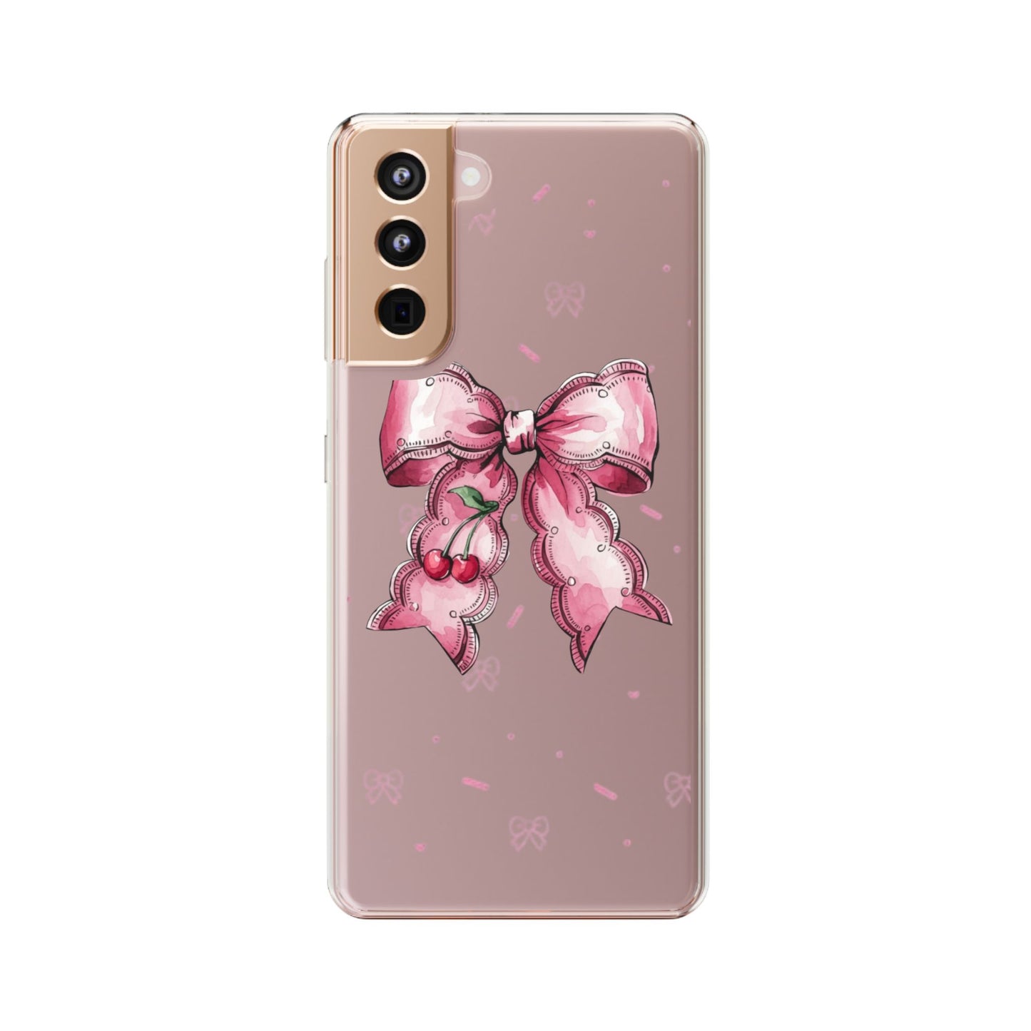 Pink Cherry Bow Clear Phone Case – Cute Kawaii iPhone Cover